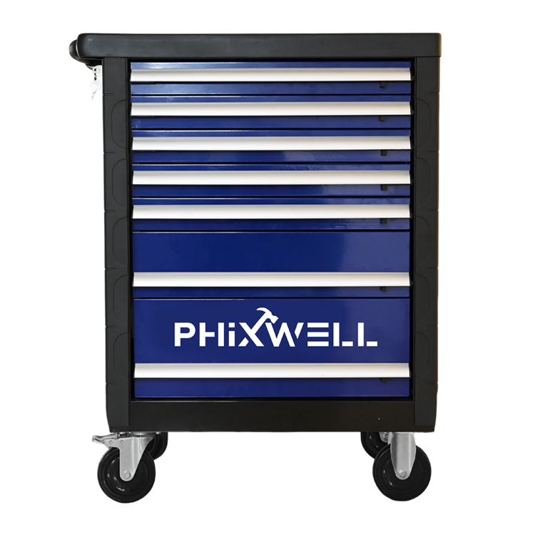 719511 PHIXWELL Armário de ferramentas com 7 gavetas com protetores de canto de plástico e placas de cobertura