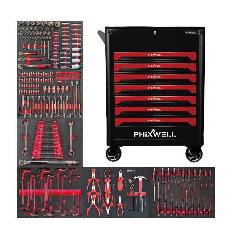 719508 PHIXWELL Armário de armazenamento de ferramentas com 7 gavetas