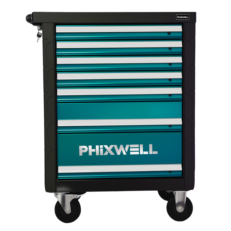 719511 PHIXWELL Armário de ferramentas com 7 gavetas com protetores de canto de plástico e placas de cobertura