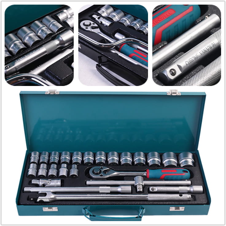 717303 CONJUNTO DE SOQUETES DE CAIXA DE FERRO PHIXWELL 24 PCS